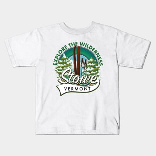 Stowe Vermont explore the Wilderness ski Kids T-Shirt